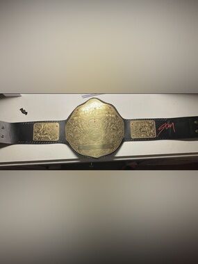 Replica WCW “Big Gold” World Heavyweight Championship Belt Signed by Sting